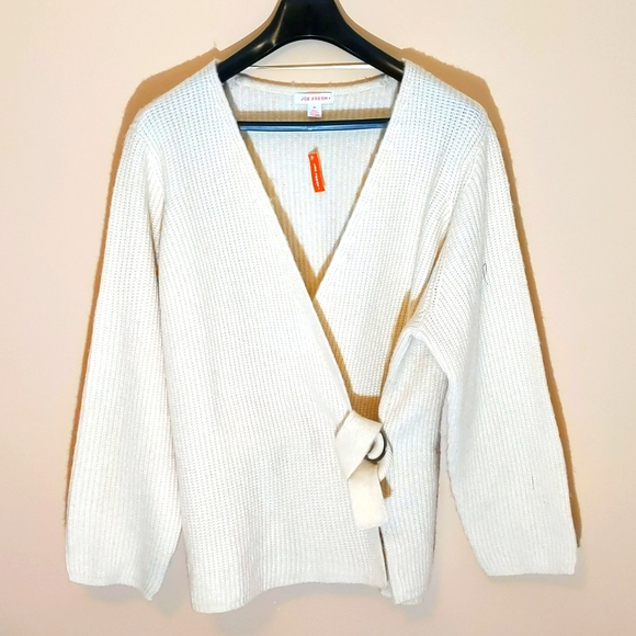 Joe Fresh Sweaters - Joe Fresh| NWT Cream Wrap Cardigan With Attached Cloth Belt Acrylic Blend